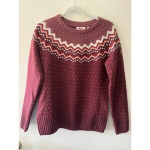 Fjallraven Ovik Knit Fair Isle Nordic Pullover Wool Sweater Size Small